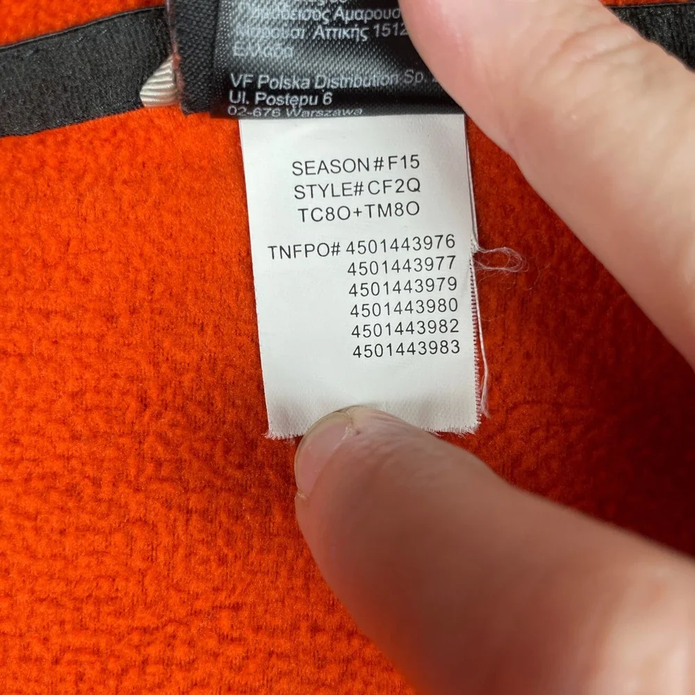 The North Face Fleece Jacket Mens S Orange Full Zip Lightweight Mock Neck